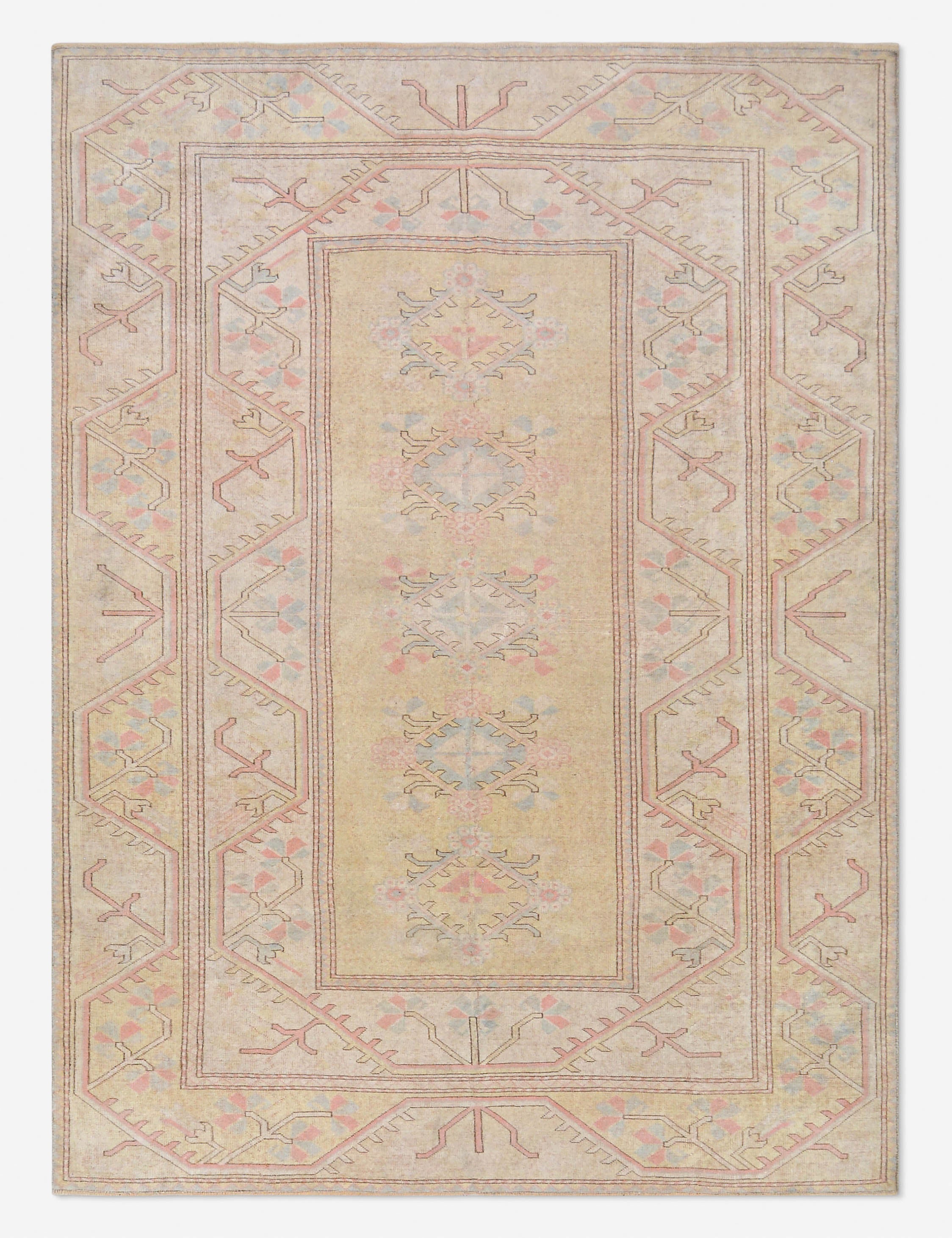 Tapis turc vintage en laine noué à la main n° 462, 6' 7 x 9' 1