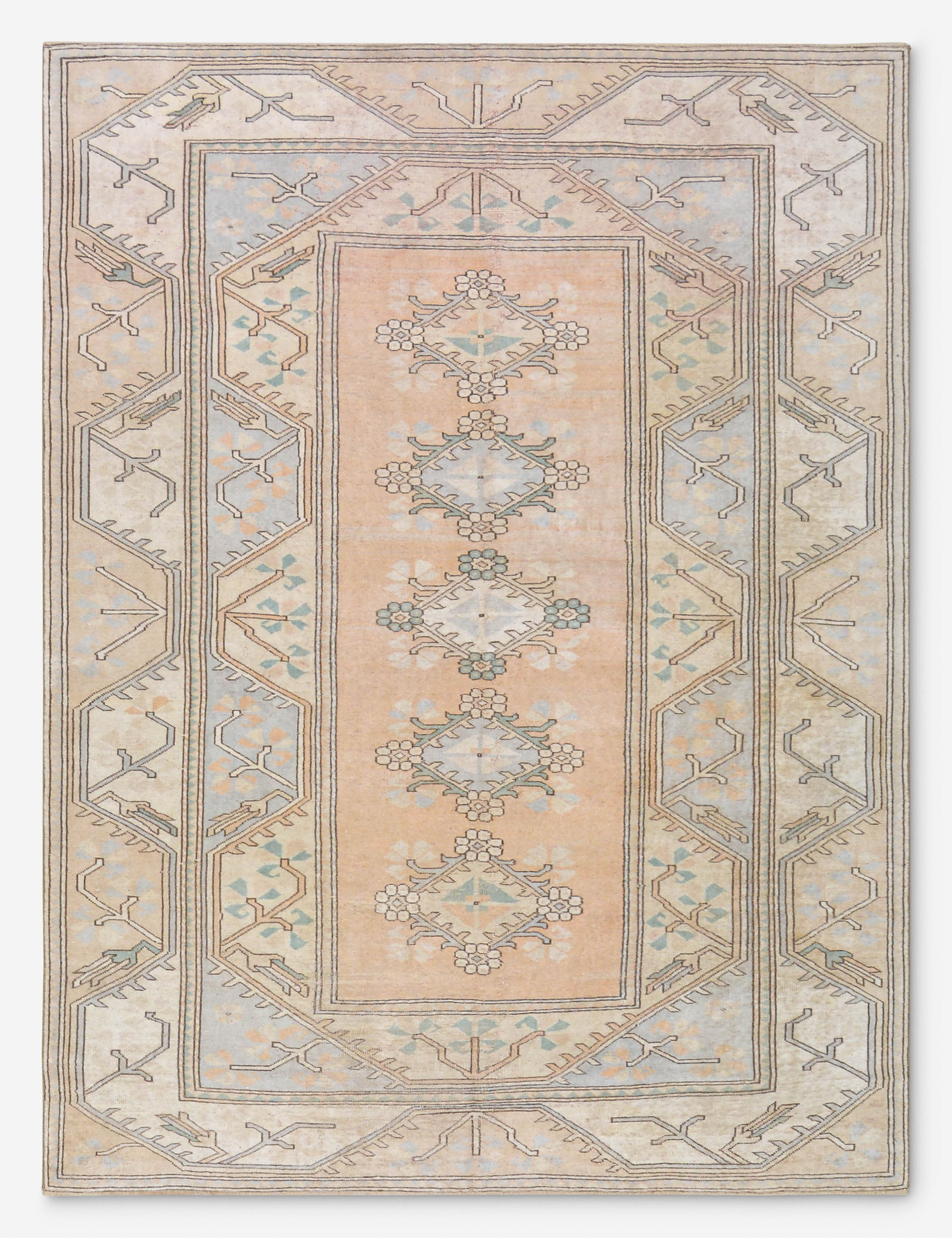 Tapis turc vintage en laine noué à la main n° 468, 1,95 m x 2,75 m