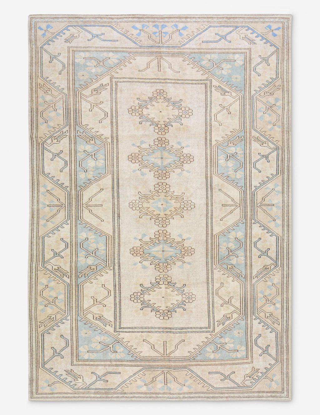 Tapis turc vintage en laine noué à la main n° 469, 1,95 m x 2,75 m