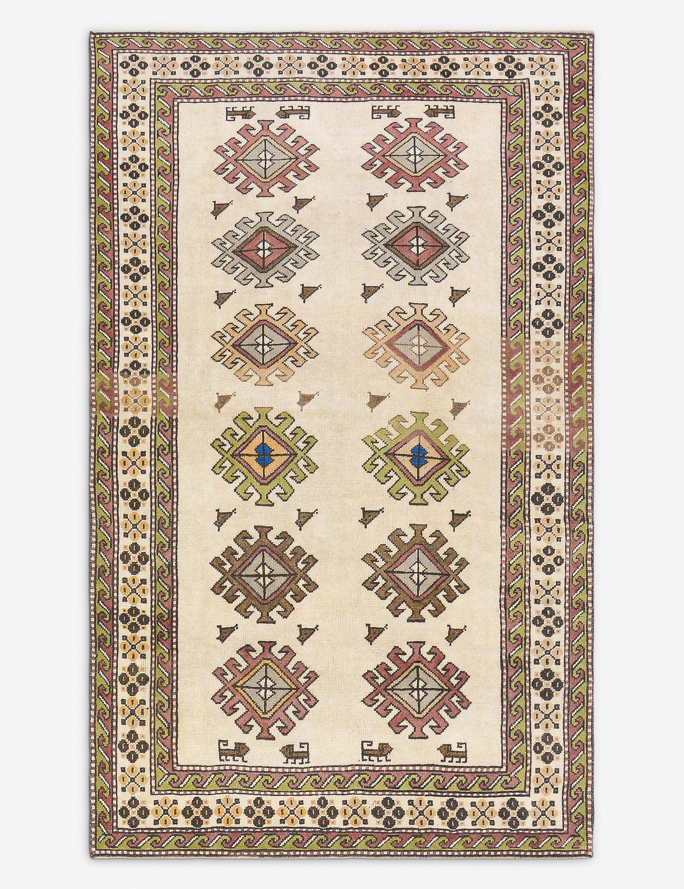 Tapis turc vintage en laine noué à la main n° 485, 1,52 m x 2,43 m