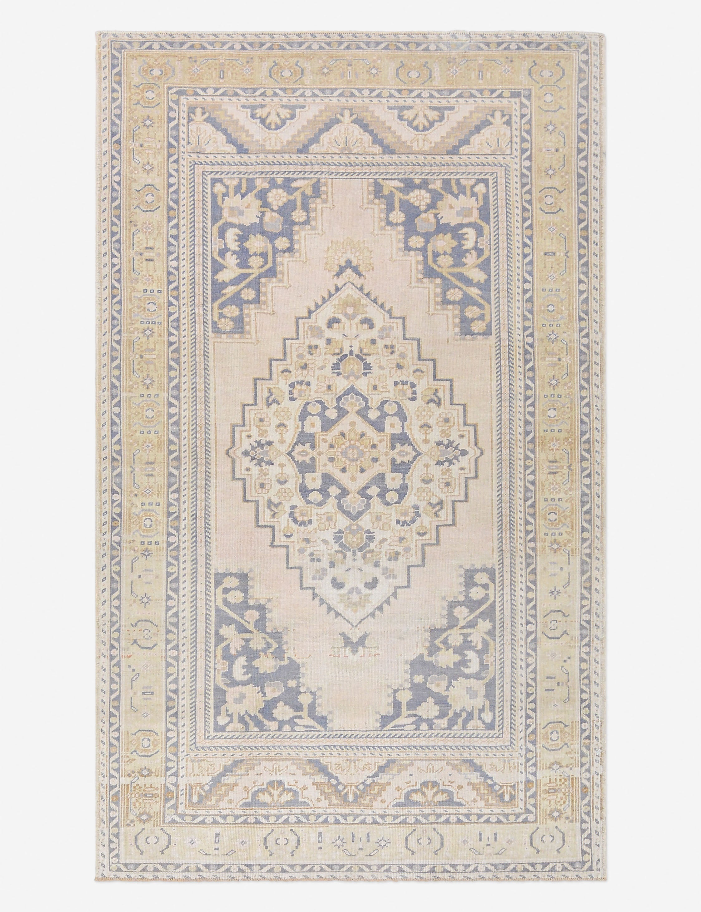 Tapis turc vintage en laine noué à la main n° 488, 1,55 m x 2,40 m