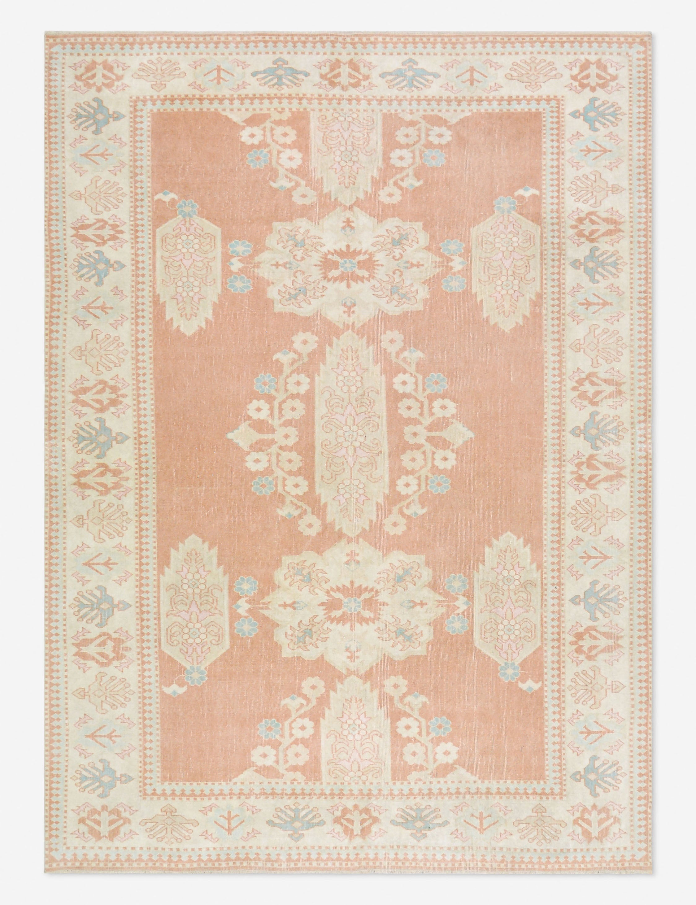 Tapis turc vintage en laine noué à la main n° 490, 2,13 m x 2,73 m