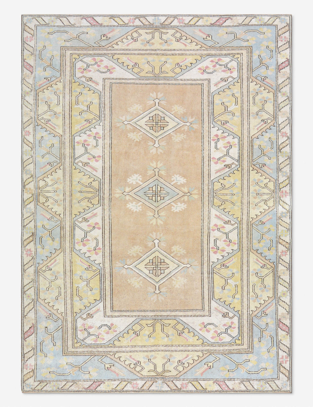 Tapis turc vintage en laine noué à la main n° 492, 6' 7 x 9' 1