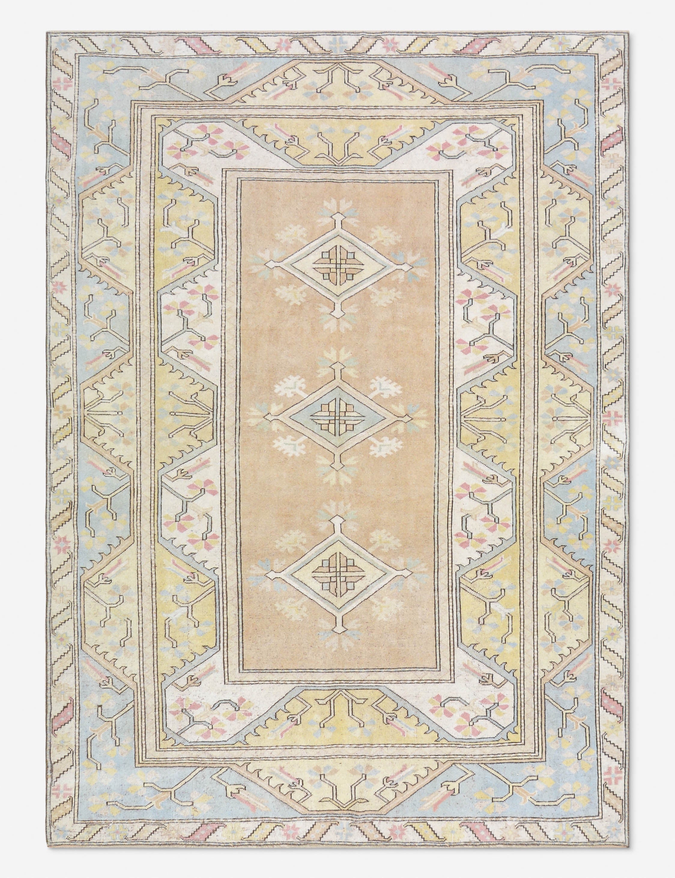 Tapis turc vintage en laine noué à la main n° 492, 6' 7 x 9' 1