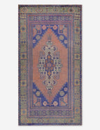 Tapis turc vintage en laine noué à la main n° 495, 1,27 m x 2,25 m