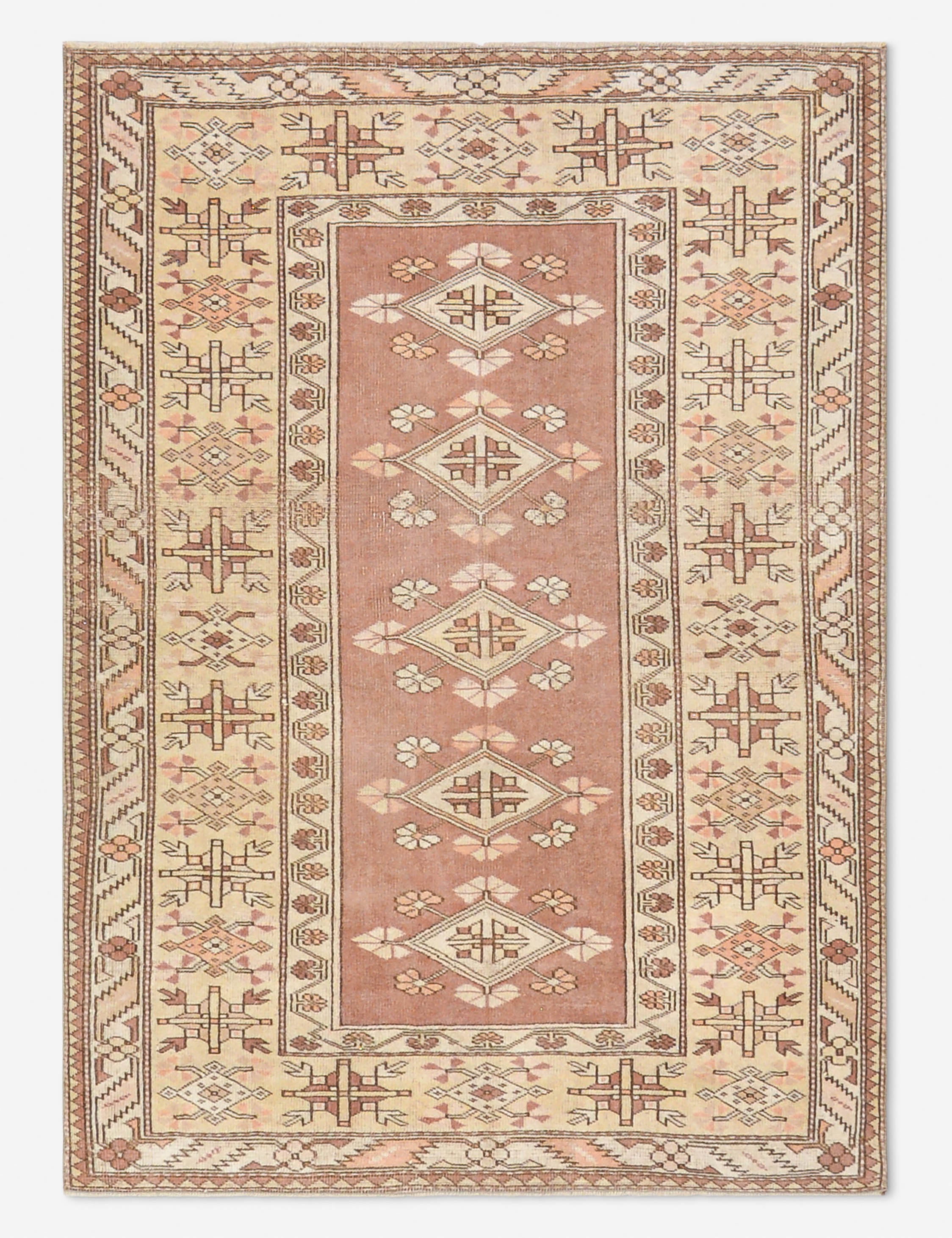 Tapis turc vintage en laine noué à la main n° 496, 1,20 m x 1,60 m