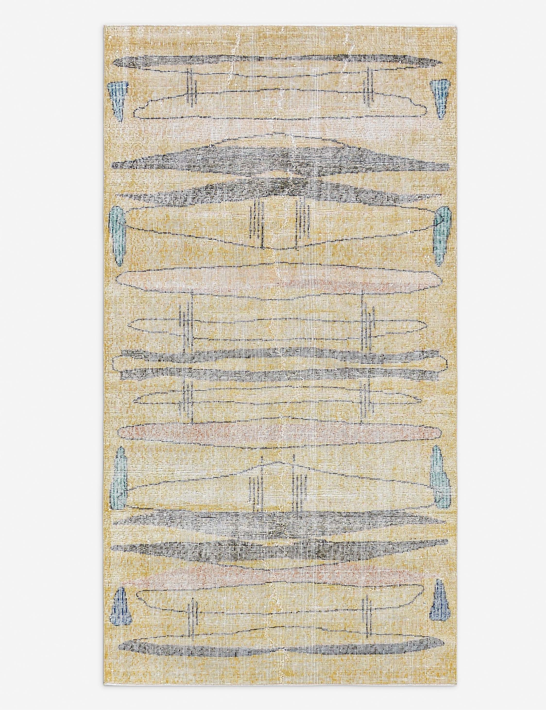 Tapis turc vintage en laine noué à la main n° 498, 90 x 210 cm
