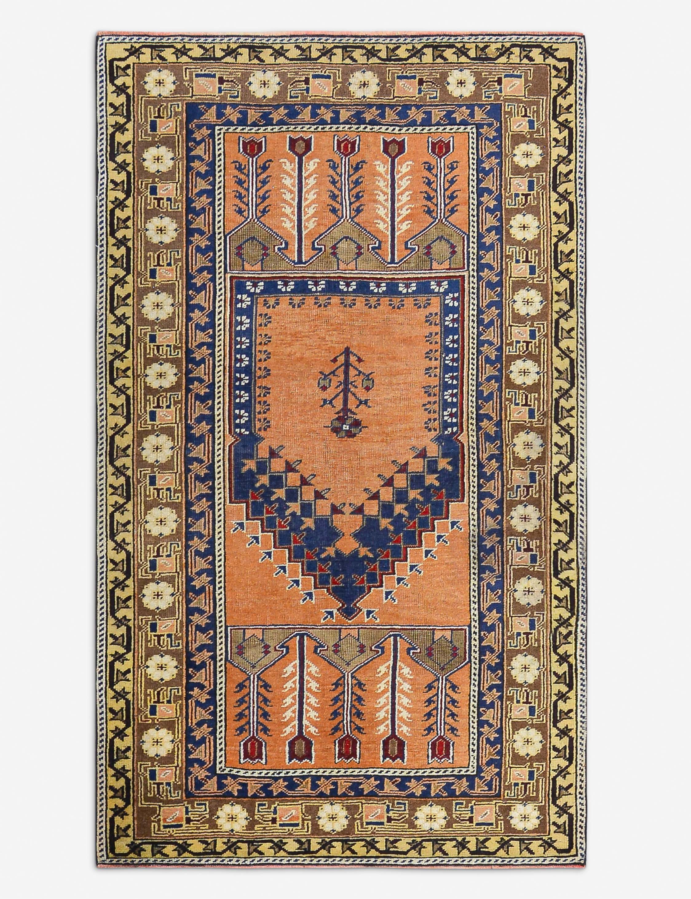 Tapis turc vintage en laine noué à la main n° 499, 90 x 190 cm