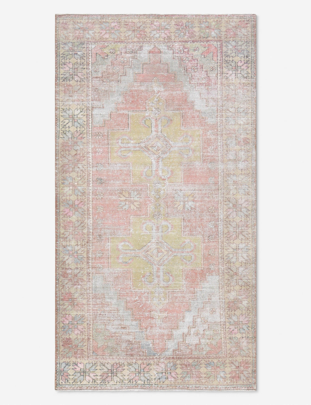 Tapis turc vintage en laine noué à la main n° 511, 1,25 m x 2,40 m