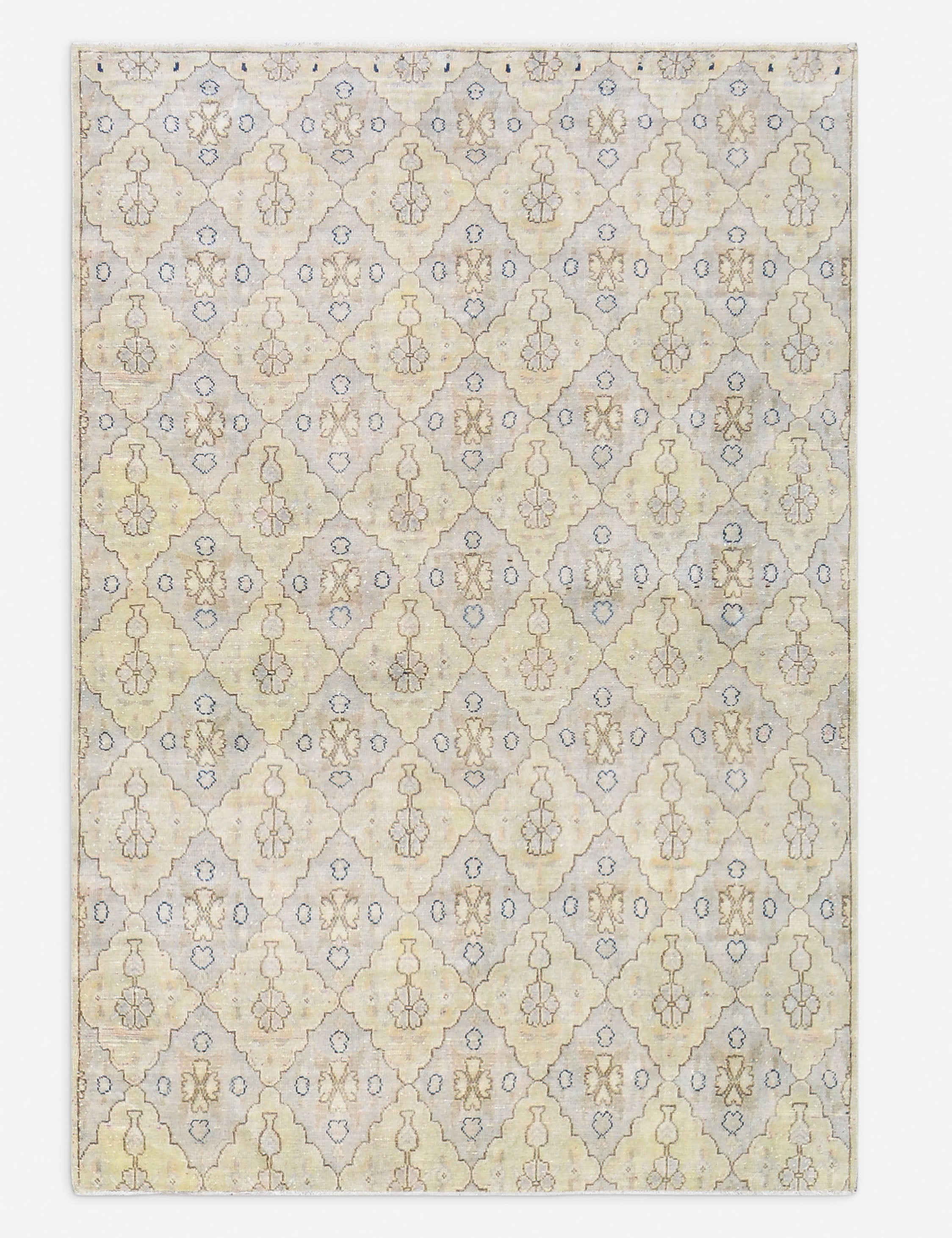 Tapis turc vintage en laine noué à la main n° 513, 1,27 m x 2,13 m