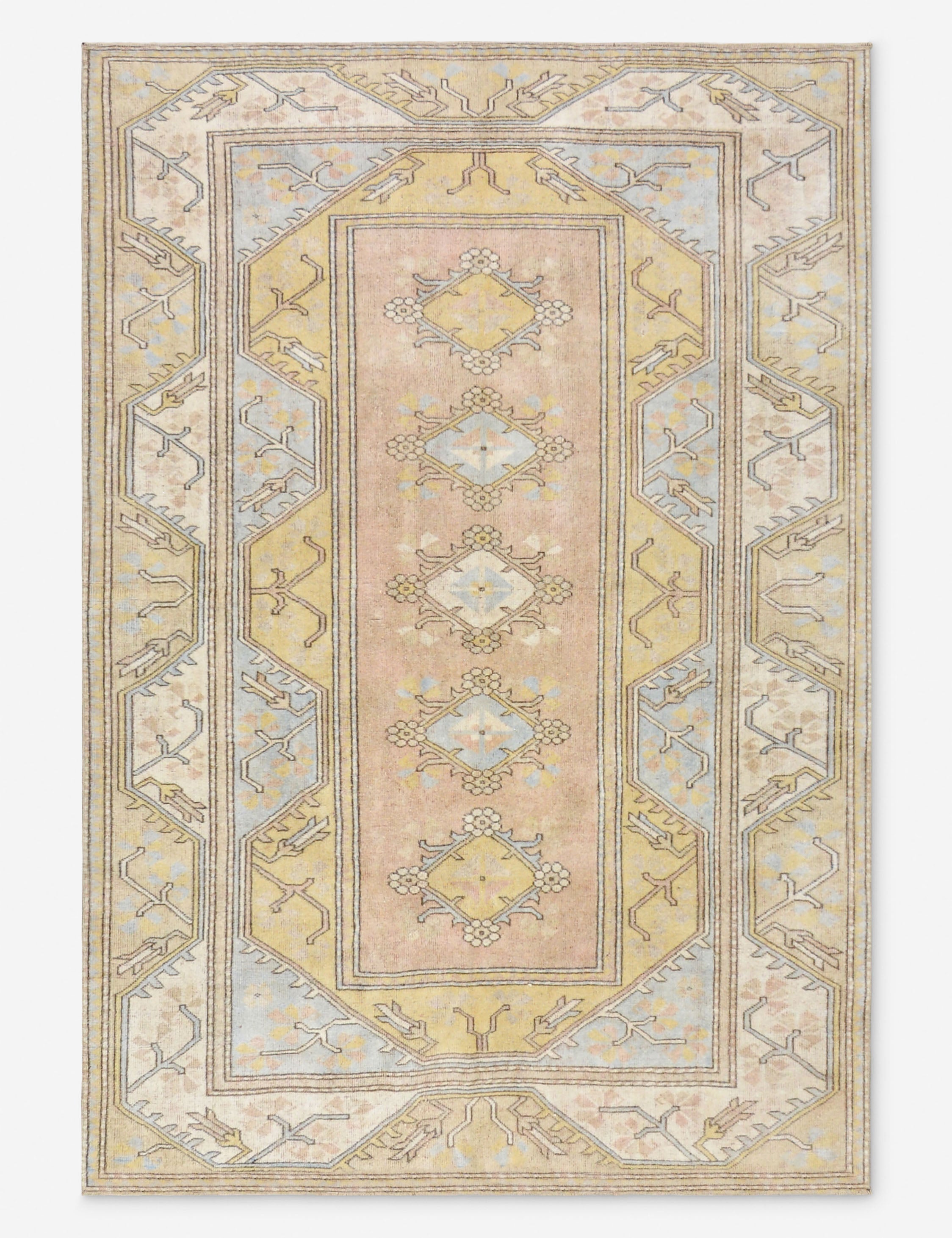 Tapis turc vintage en laine noué à la main n° 516, 1,60 m x 2,40 m