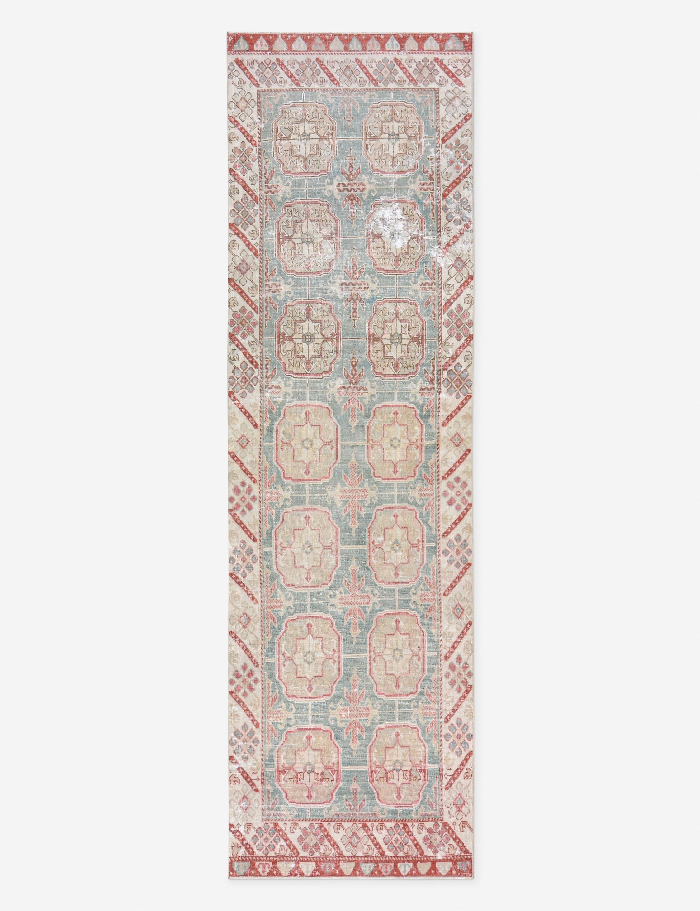 Tapis de couloir vintage turc en laine noué à la main n° 289, 90 cm x 38 cm
