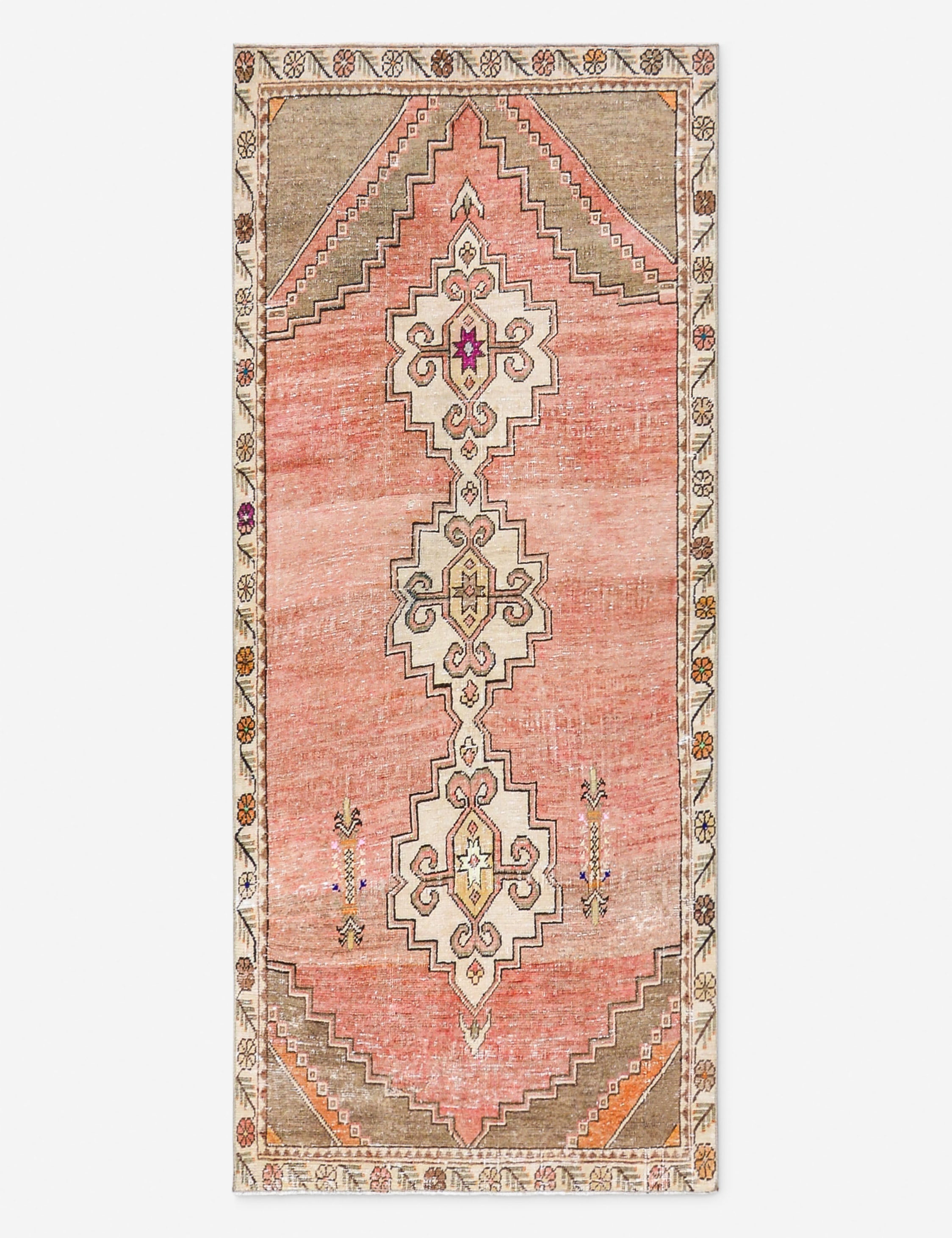 Tapis de couloir vintage turc en laine noué à la main n° 290, 90 cm x 180 cm