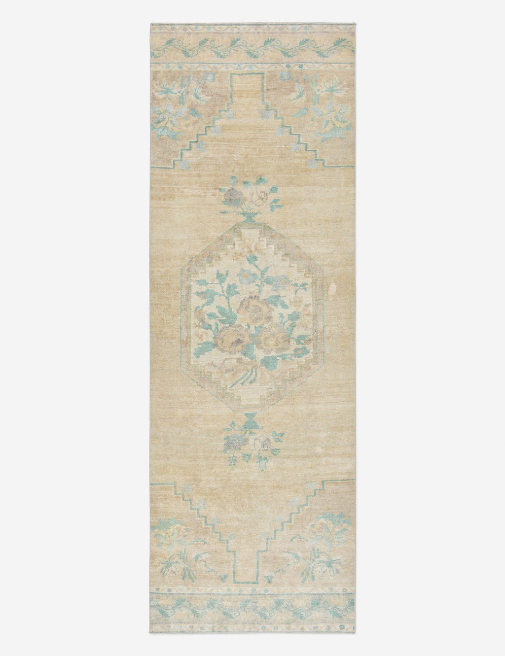 Tapis de couloir vintage turc en laine noué à la main n° 294, 95 cm x 270 cm