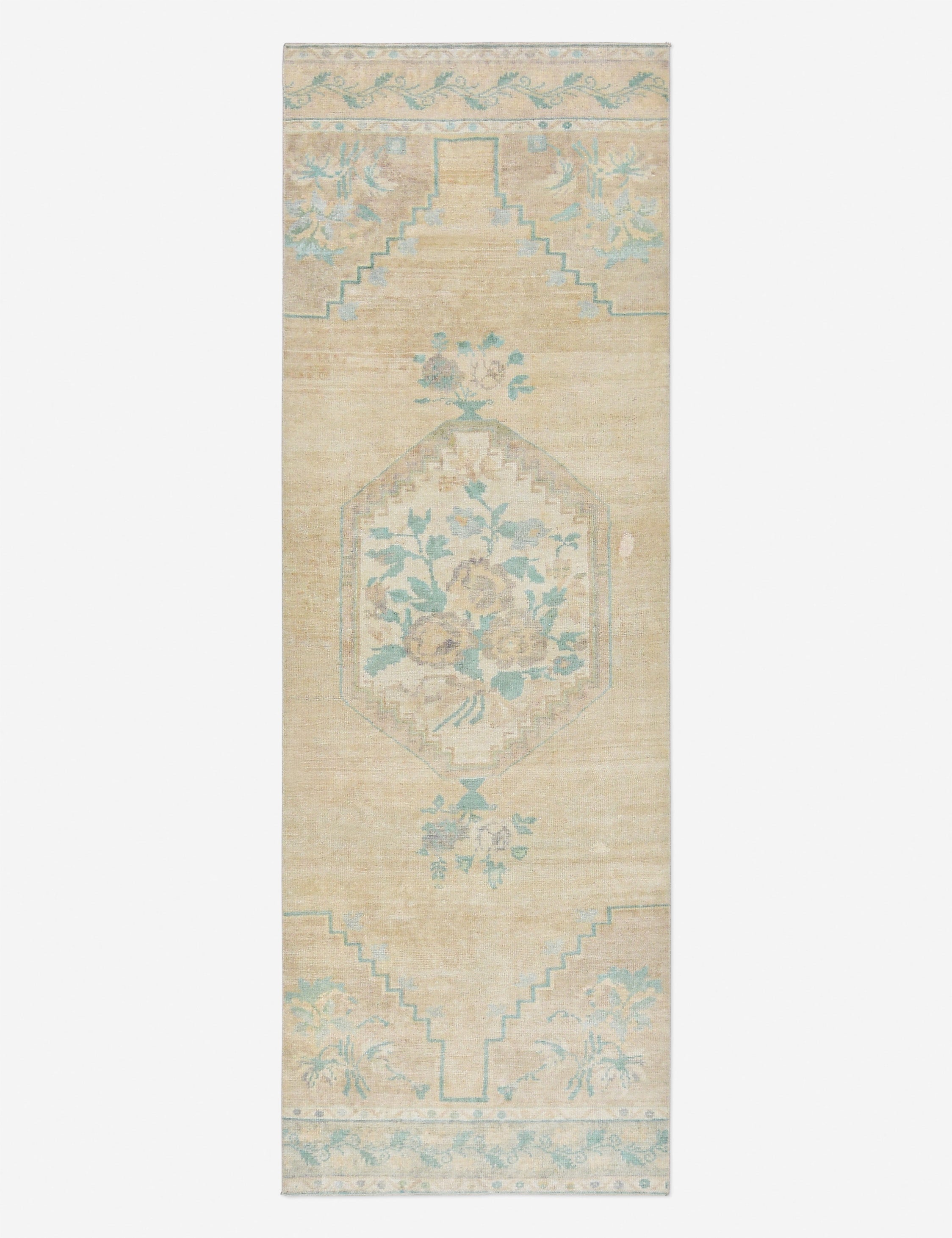 Tapis de couloir vintage turc en laine noué à la main n° 294, 95 cm x 270 cm