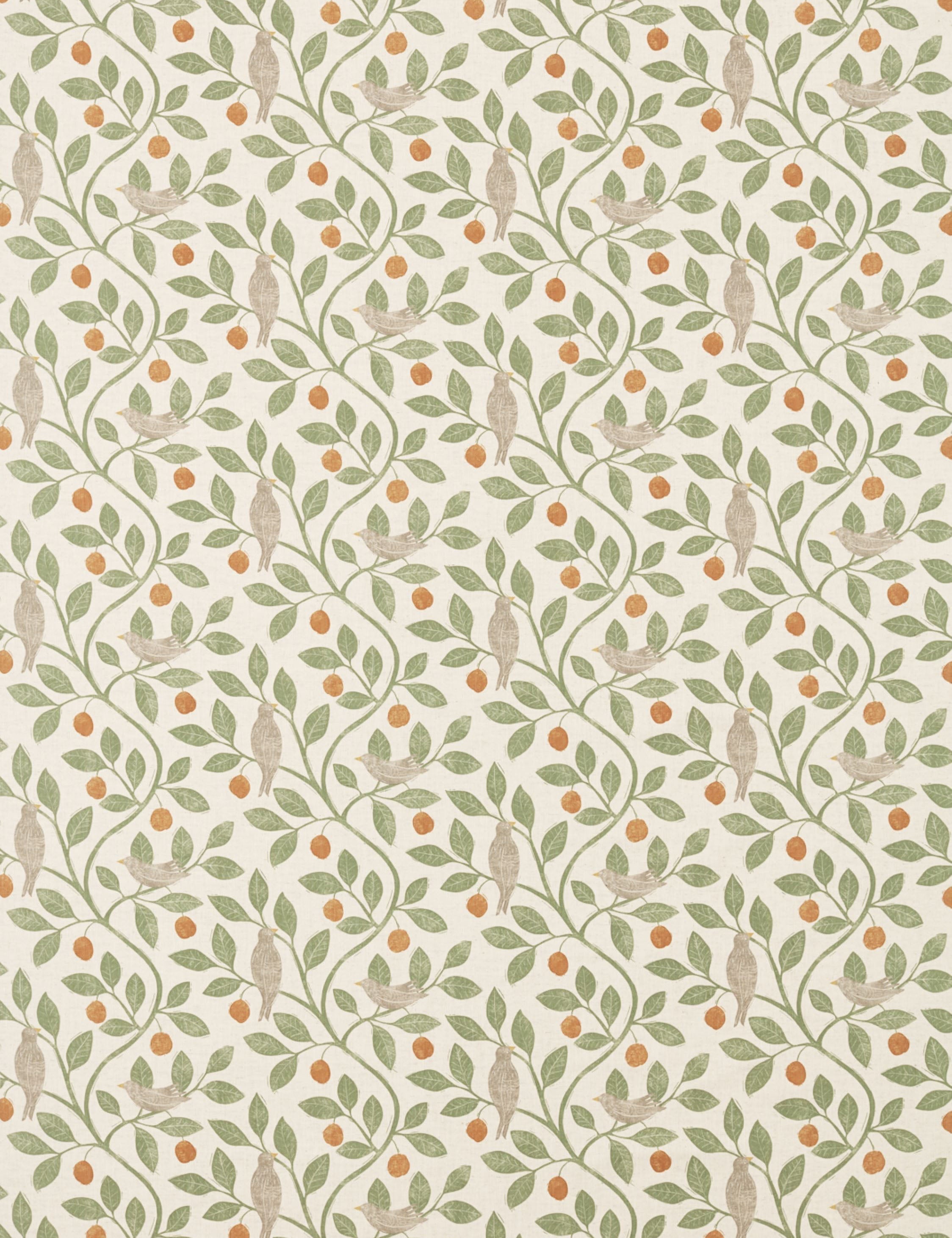 Damson Tree Cotton Fabric Swatch by Sanderson, Brick and Fennel